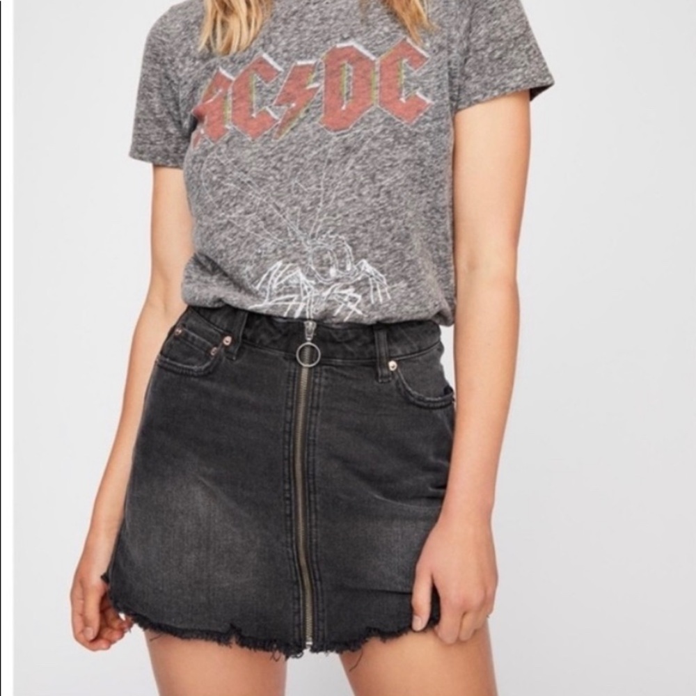 Free People Zip it up black distressed mini skirt